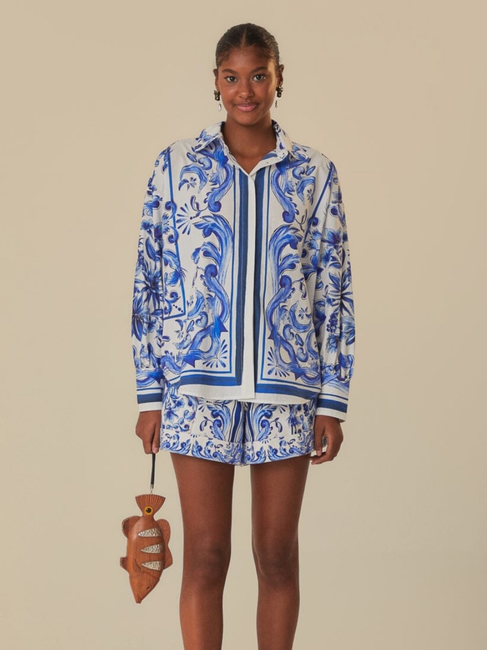 FARM Rio Garden Tiles Button-Down Shirt